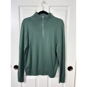 J. Crew Machine Washable Merino Wool -Blend Green Half Zip Men's Sweater Size S